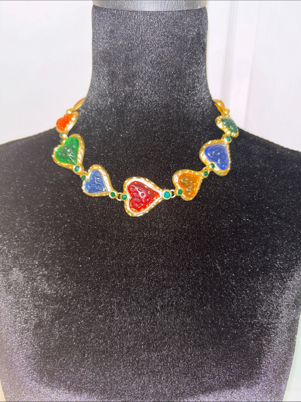 Multicolor Heart Link Necklace - Gold Tone Women Jewelry